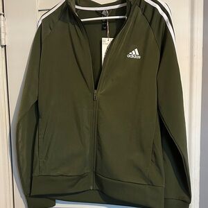 Adidas Olive Green Zip-Up track Jacket